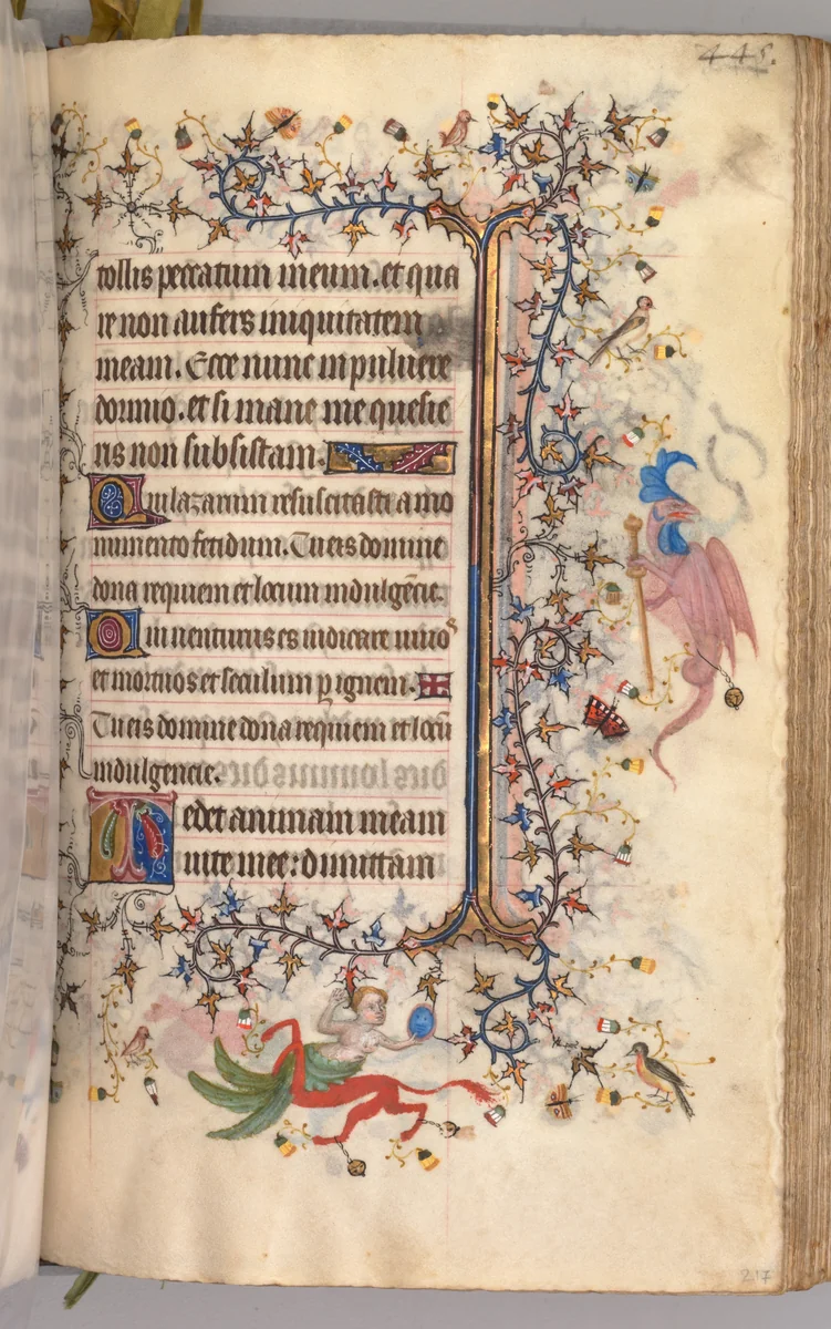 Hours of Charles the Noble, King of Navarre (1361-1425): fol. 217r, Text by Master of the Brussels Initials and Associates, book, 1400-1410