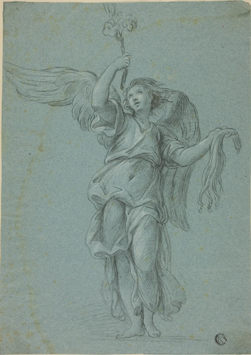 Angel Holding Flowers and Scourge by Stefano Pozzi Gian Lorenzo Bernini, drawing, 1751-1761