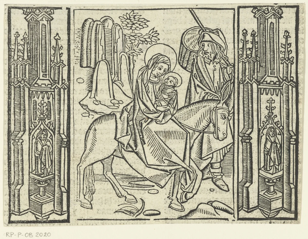 De vlucht naar Egypte by Unknown, print, 1480-1500