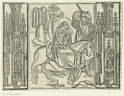 De vlucht naar Egypte by Unknown, print, 1480-1500