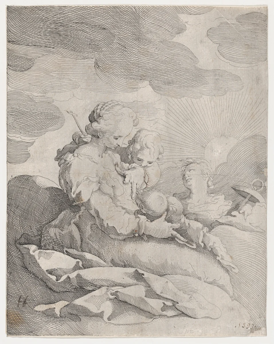 Faith, Hope and Charity by Gerrit Pietersz. Sweelink, print, 1588-1598