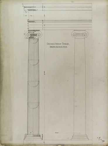 Orders of Architecture, Greek Ionic Order from the Temple of Minerva Polias, Athens, Greece, Elevation by Carl Furst, other, 1870