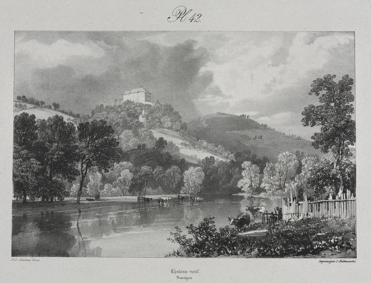 Voyages pittoresques et romantiques dans l'ancienne France. Auvergne: Château Neuf by James Duffield Harding, print, 1825
