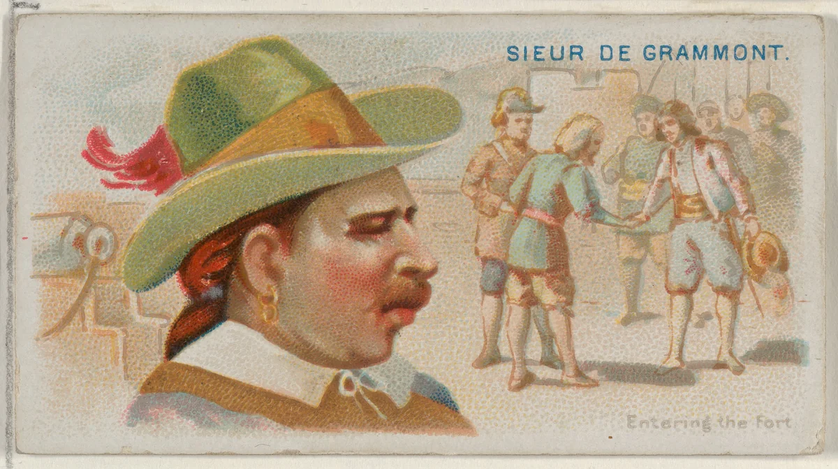Sieur de Grammont, Entering the Fort, from the Pirates of the Spanish Main series (N19) for Allen & Ginter Cigarettes by Allen & Ginter, print, 1886-1891