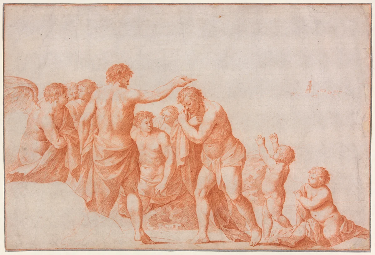 The Baptism of Christ by Cornelis van Poelenburch, drawing, 1640-1667