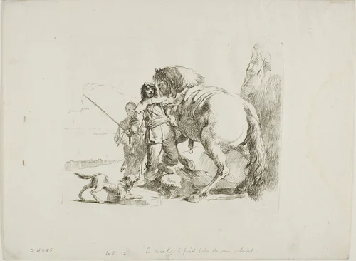 The Rider Standing by His Horse, from Capricci by Giovanni Battista Tiepolo, print, 1740-1750