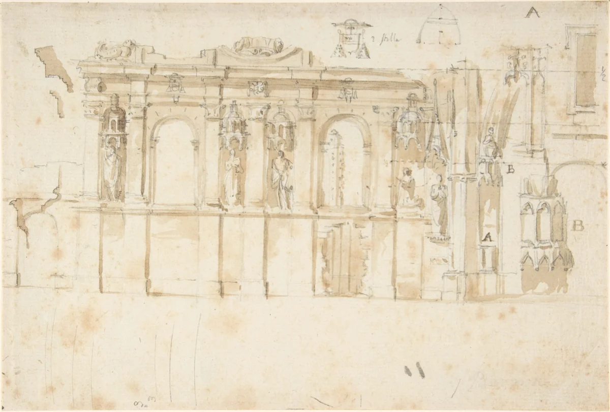 Design of an Architectural Monument (Tomb?). by anonymous, drawing, 1850-1880