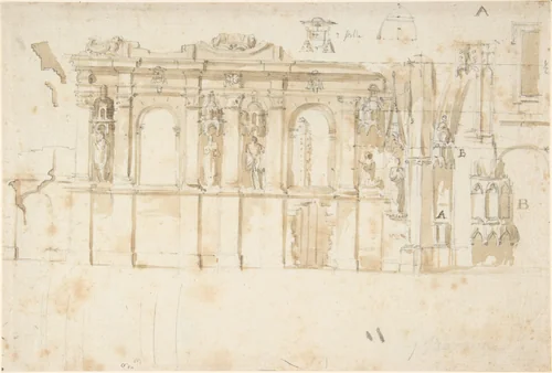 Design of an Architectural Monument (Tomb?). by anonymous, drawing, 1850-1880