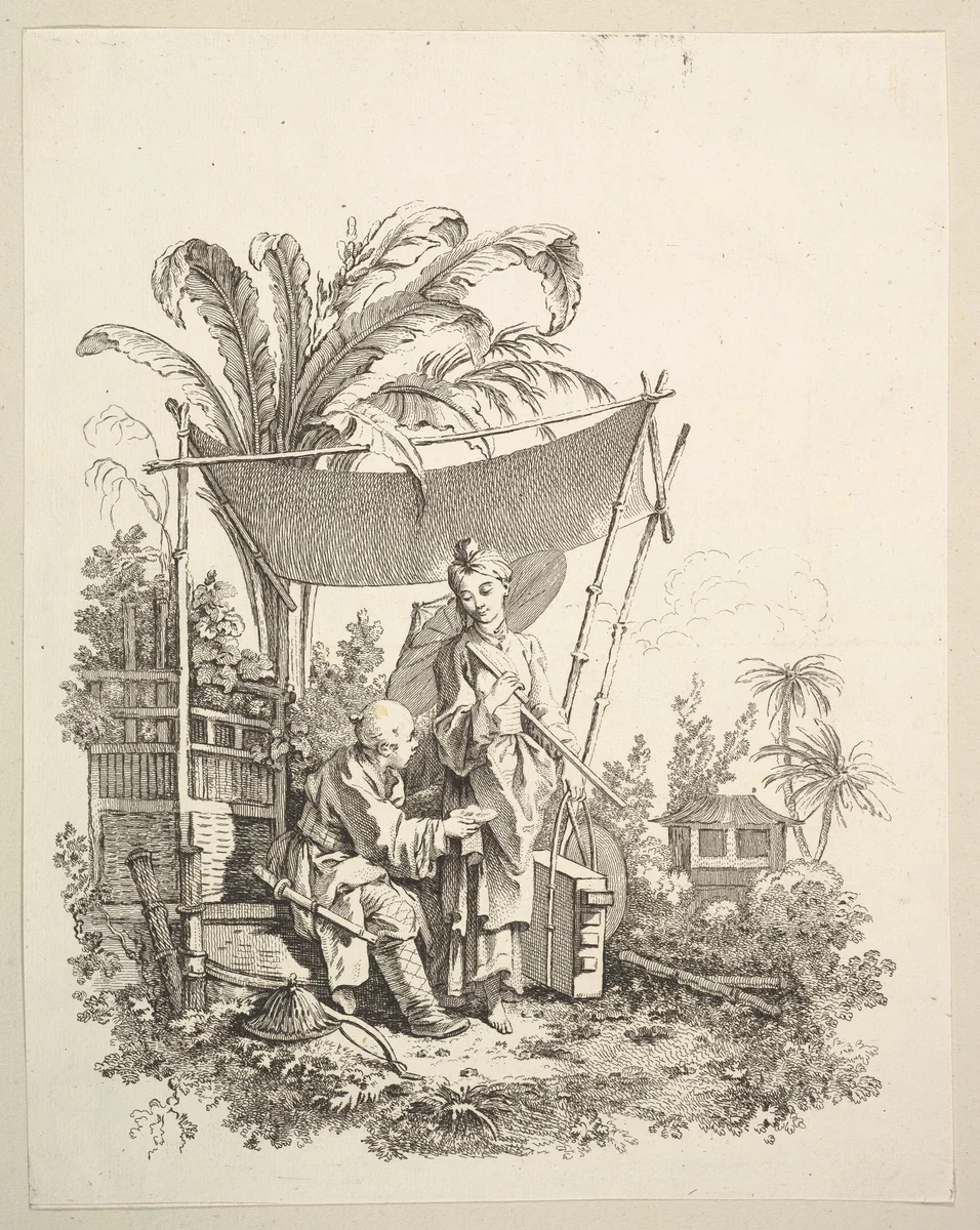 Woman Showing Curiosities to Soldier by Gabriel Huquier, print, 1737-1747