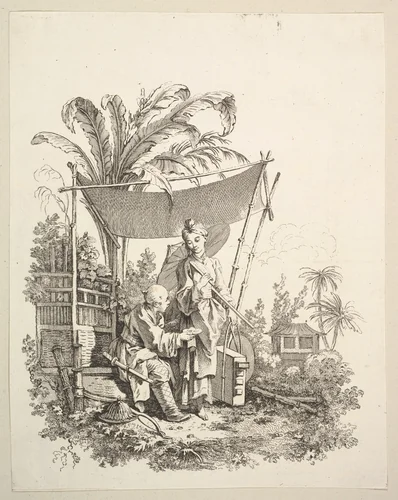 Woman Showing Curiosities to Soldier by Gabriel Huquier, print, 1737-1747
