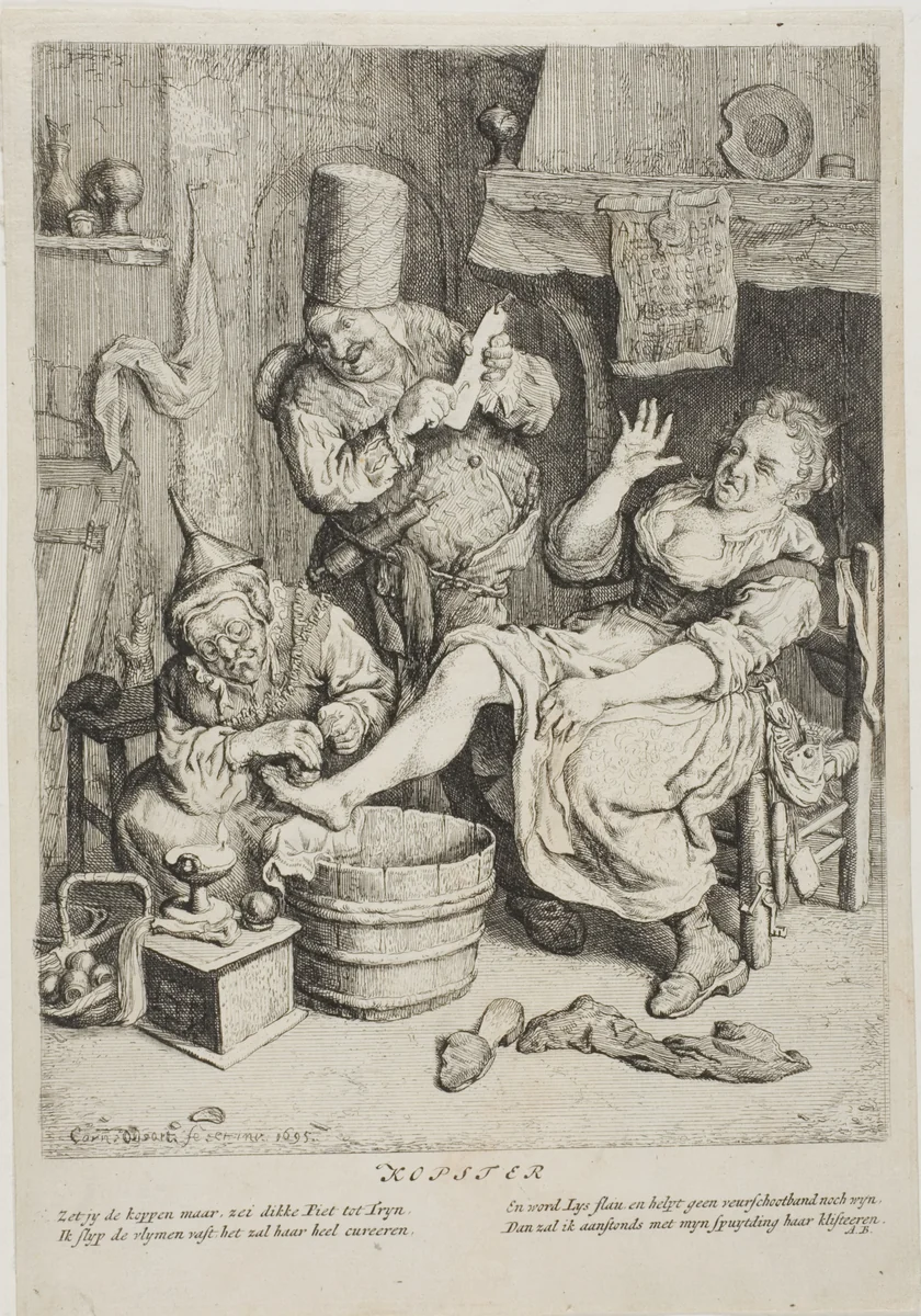 The Cupper (Kopster) by Cornelis Dusart, print, 1690-1700