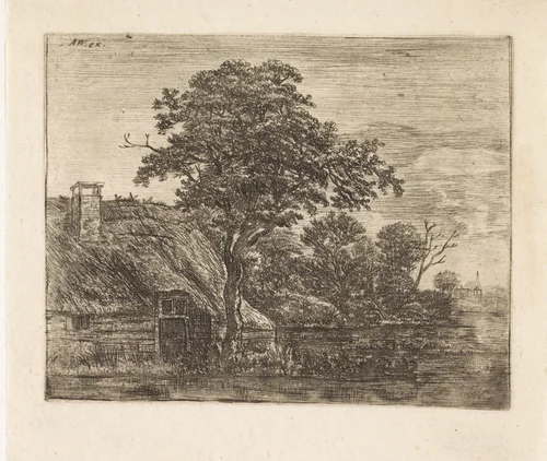 Boerderij aan het water by Jan Ruyscher, print, 1648-1663