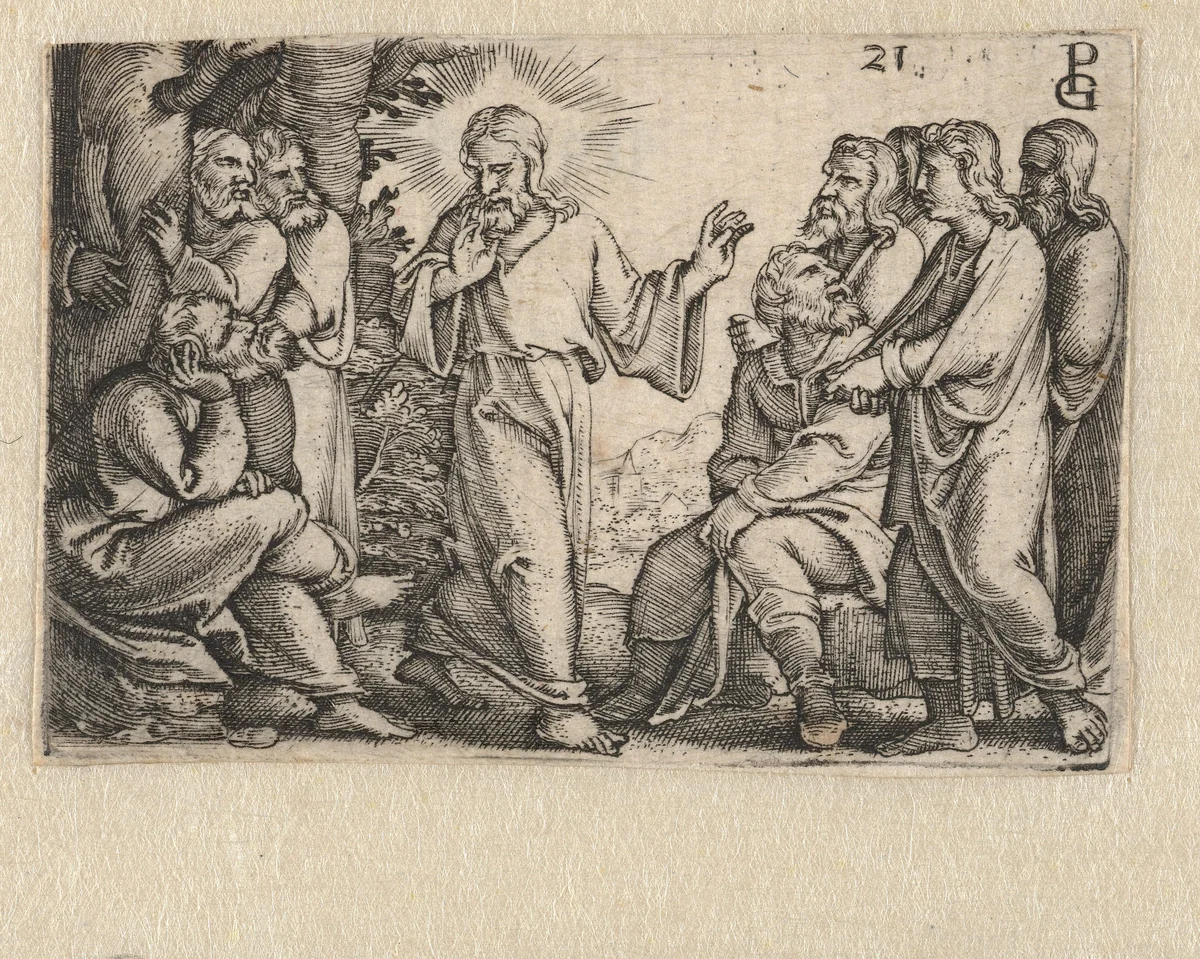 Christus onderwijst de discipelen by Unknown, print, 1534-1535