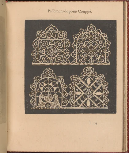 Les Singuliers et Nouveaux Portraicts... page 36 (recto) by Federico de Vinciolo, book, 1588