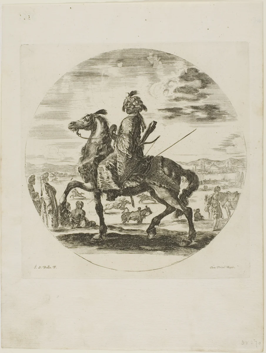 Black Horseman by Stefano della Bella, print, 1646-1656
