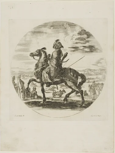 Black Horseman by Stefano della Bella, print, 1646-1656