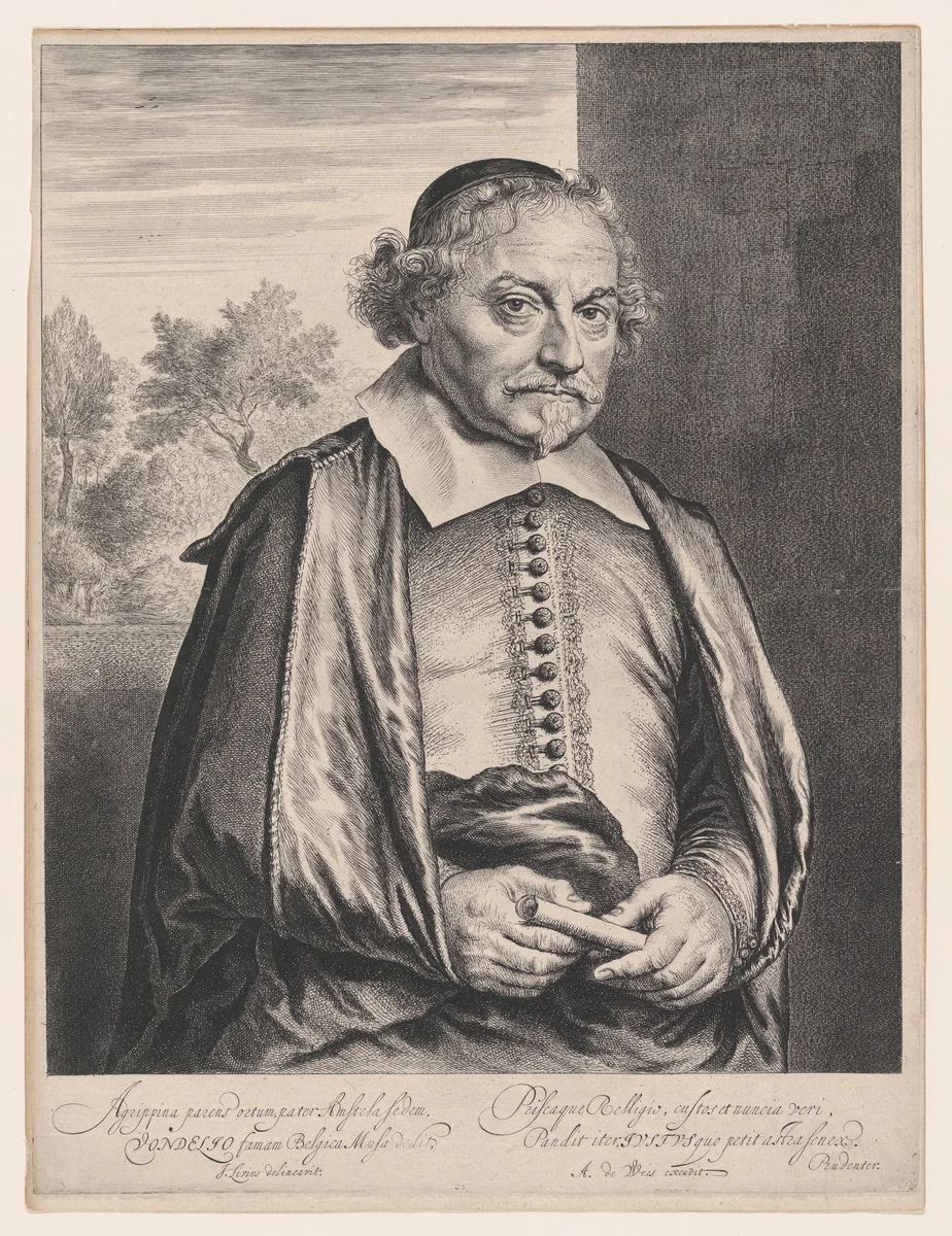 Joost van den Vondel by Jan Lievens, print, 1620-1674