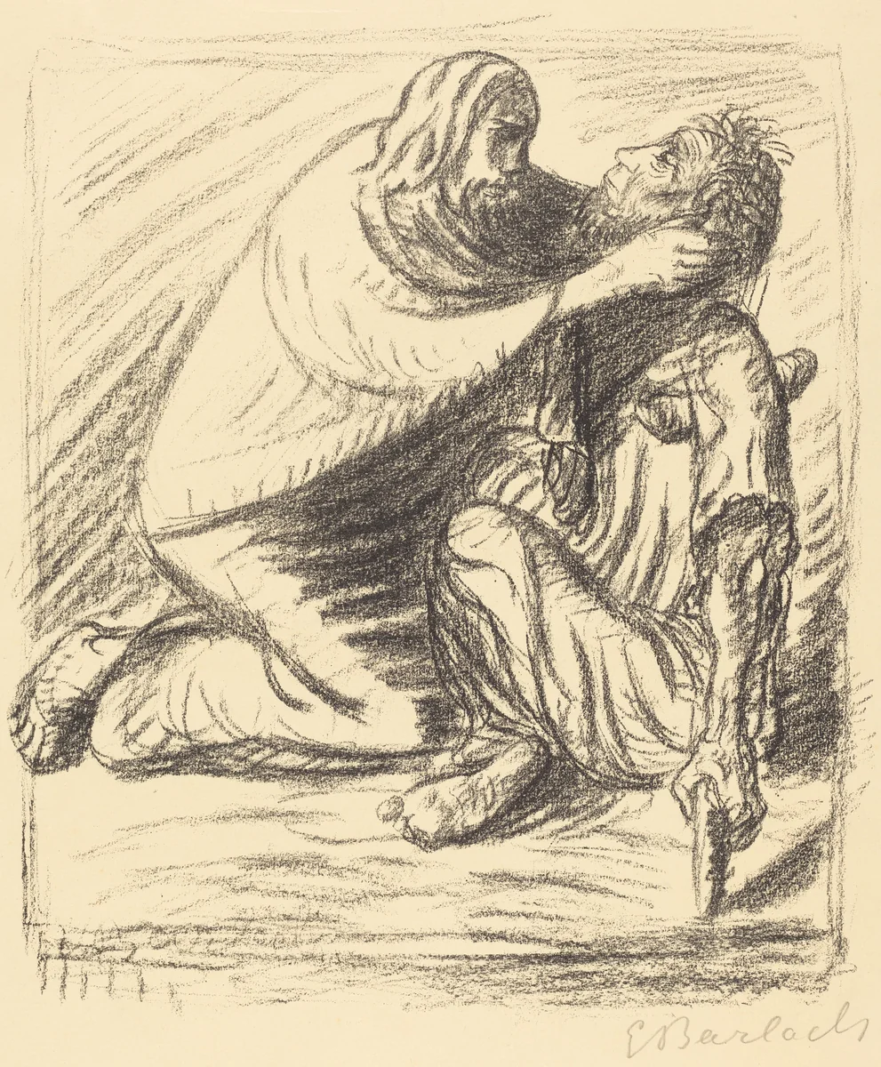 Blessed are the Merciful by Ernst Barlach, print, 1916