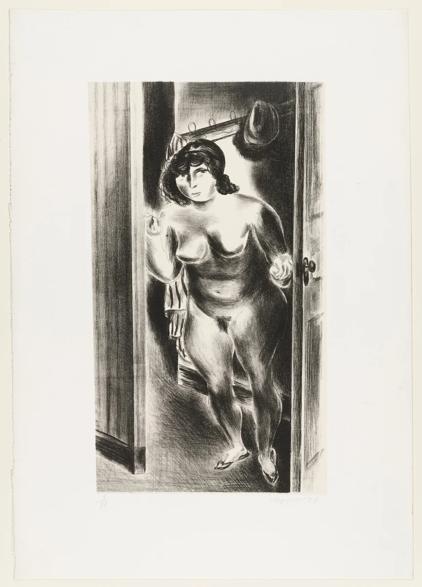 Nude at Door by Yasuo Kuniyoshi, print, 1928