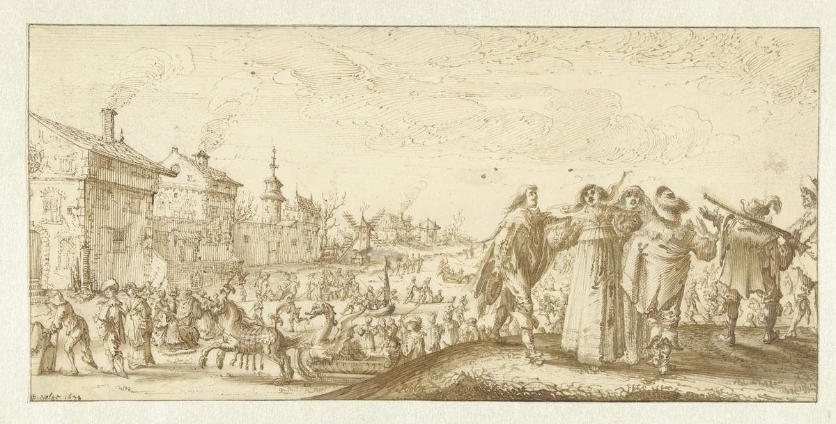 IJsvermaak by Pieter Nolpe, drawing, 1638