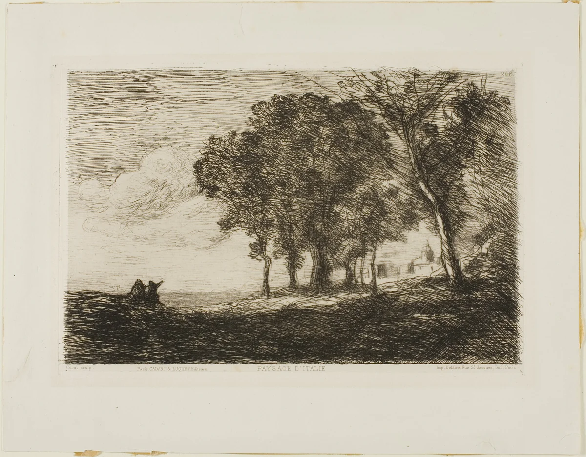 Italian Landscape by Jean-Baptiste-Camille Corot, print, 1861-1871