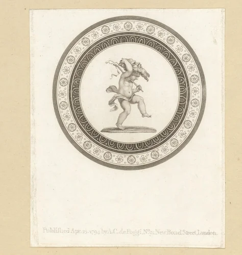 Putto met een masker van een sater by anonymous, print, 1794