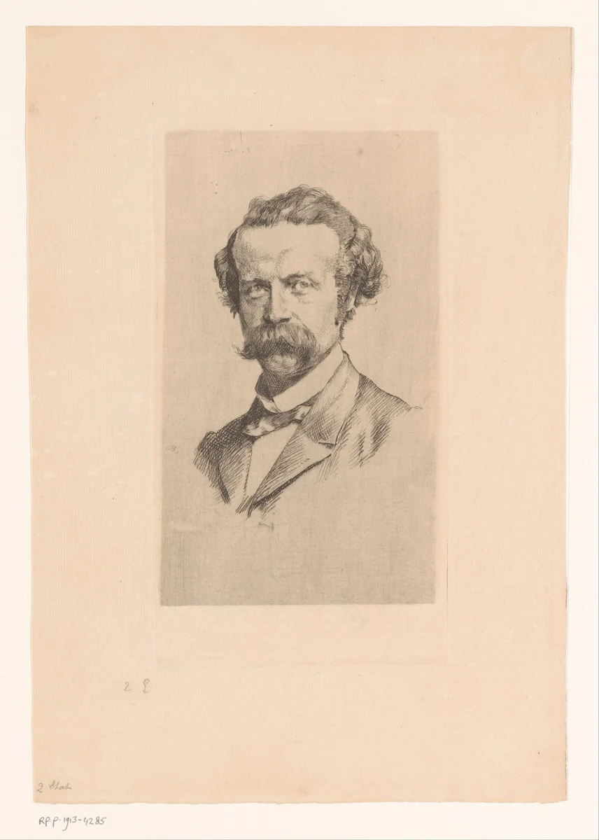 Portret van een onbekende man by Adrien De Witte, print, 1860-1913