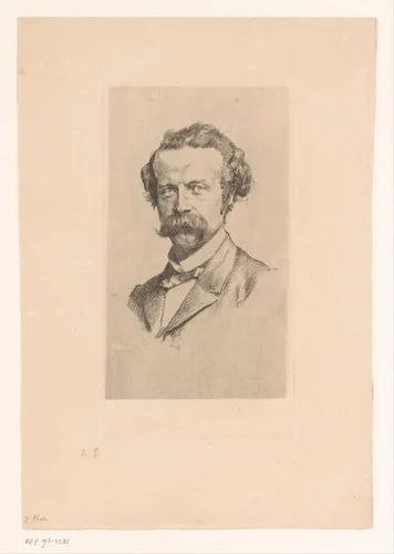 Portret van een onbekende man by Adrien De Witte, print, 1860-1913