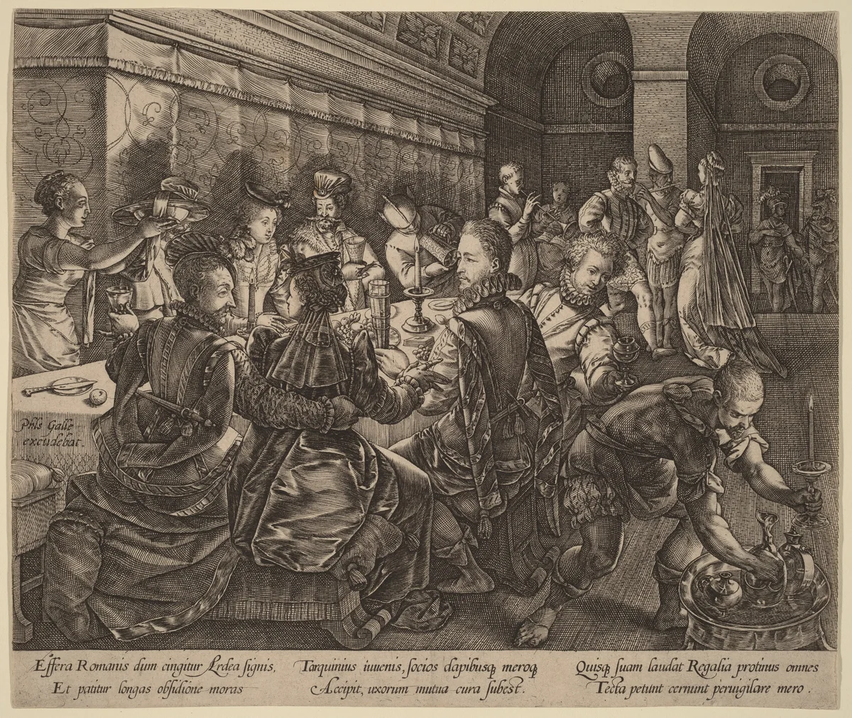 Banquet at the House of Tarquinius Collatinus by Hendrick Goltzius, print, 1578