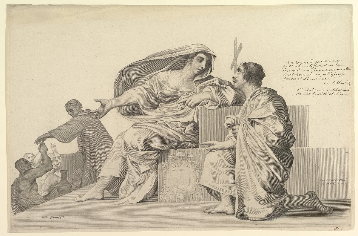 Allegory on Charity (?) by Claude Mellan, print, 1600-1642