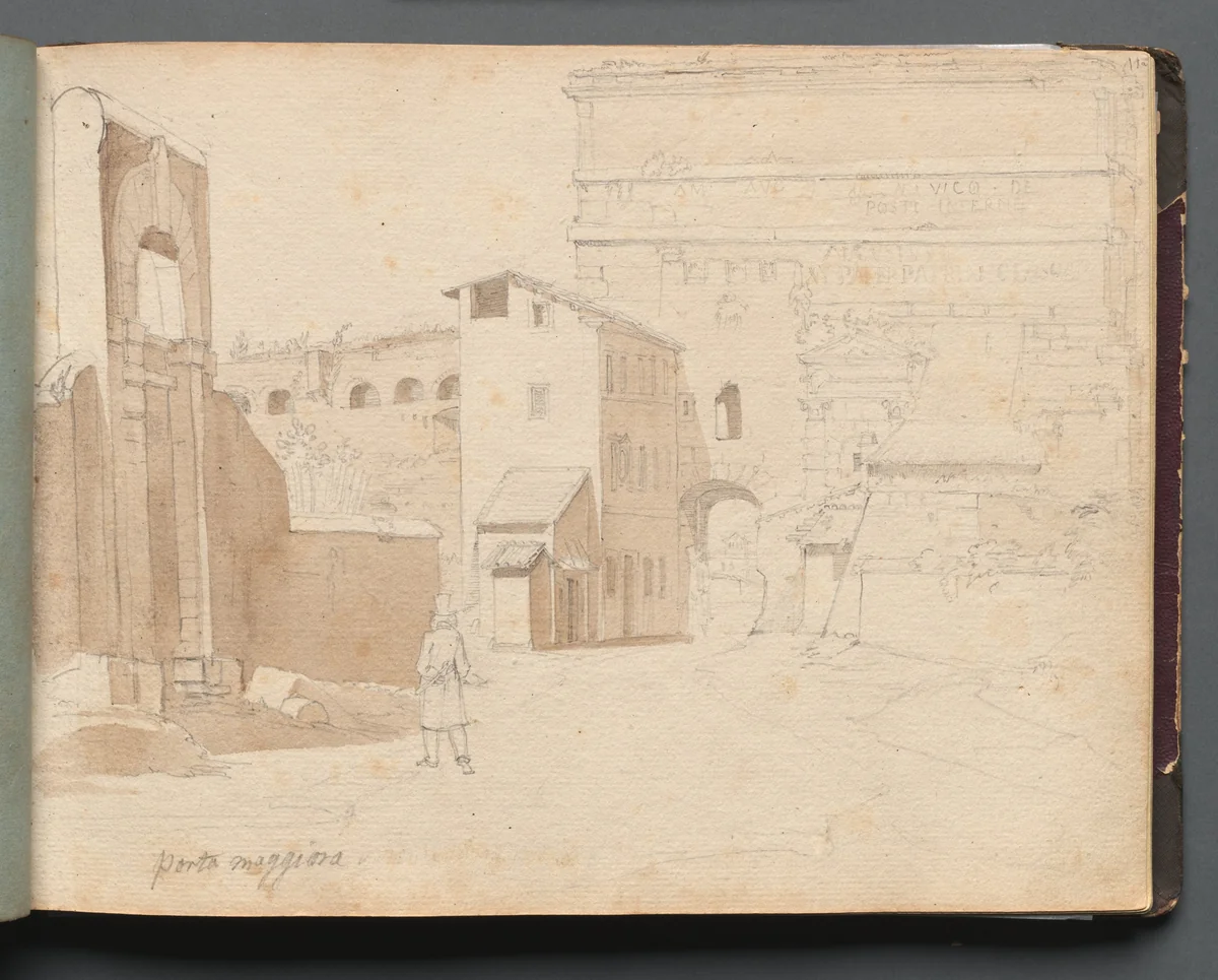 Album with Views of Rome and Surroundings, Landscape Studies, page 11a: "Porta Maggiore" by Franz Nadorp, book, 1830-1870