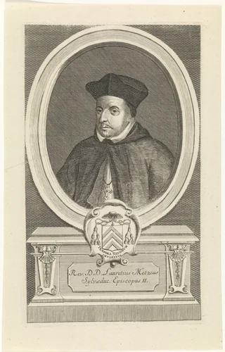 Portret van Laurentius Metsius by Jan Baptist Jongelinx, print, 1710-1725