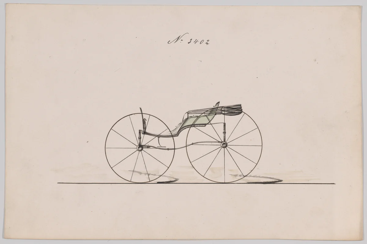 Design for Pony Phaeton, no. 3402 by Brewster & Co., drawing, 1878