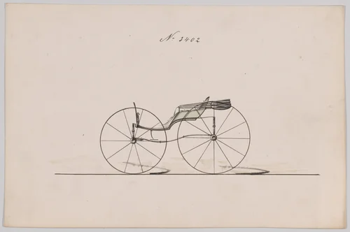 Design for Pony Phaeton, no. 3402 by Brewster & Co., drawing, 1878