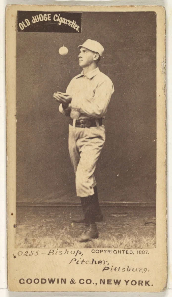 William "Bill" Robinson Bishop, Pitcher, Pittsburgh, from the Old Judge series (N172) for Old Judge Cigarettes by Goodwin & Company, photograph, 1887