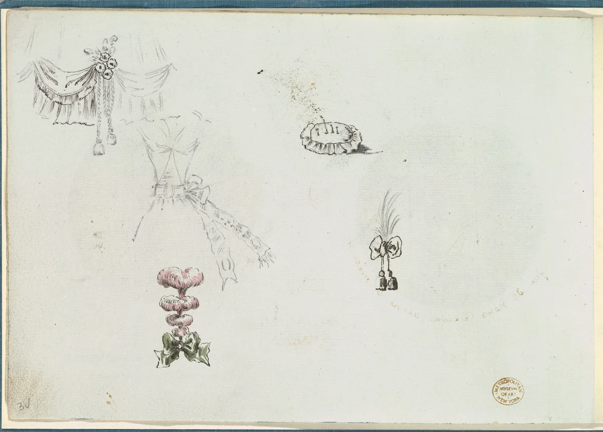 Sketches for Details of a Dress and Other Accessories by anonymous, other, 1785-1790