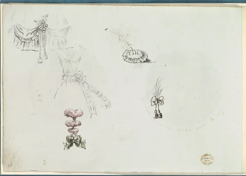 Sketches for Details of a Dress and Other Accessories by anonymous, other, 1785-1790