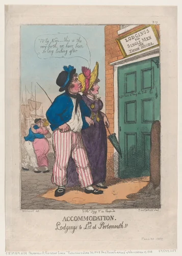 Accommodation, or Lodgings to Let at Portsmouth!! by Thomas Rowlandson, print, 1808