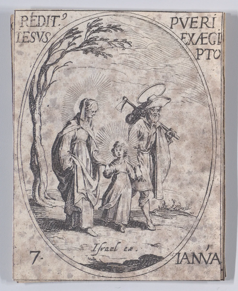 Le Retour d'Egypte (The Return from Egypt), January 7th, from "Les Images De Tous Les Saincts et Saintes de L'Année" (Images of All of the Saints and Feast Days of the Year) by Jacques Callot, print, 1636