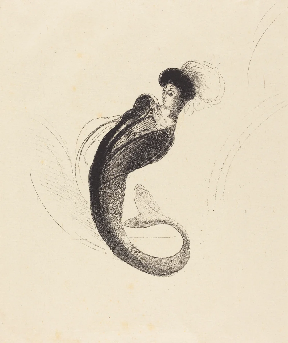 Femme a la torque ornee (Woman with a plumed hat) by Odilon Redon, print, 1900