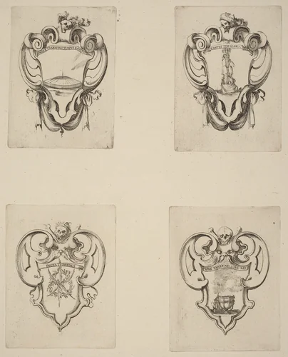 Four Emblems for the Funeral of Prince Francesco de Medici by Stefano della Bella, print, 1610-1664