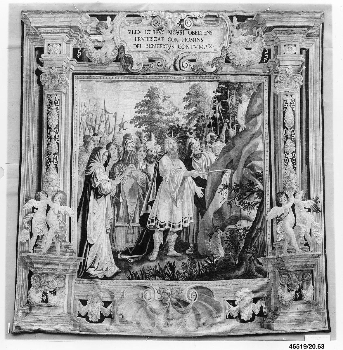 Moses Striking the Rock from a set of the Life of Moses by Agostino Melissi, textile, 1645-1655