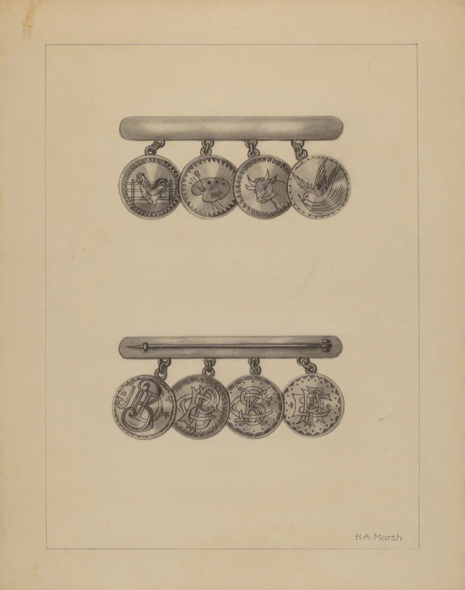 Friendship Pin by Herbert Marsh, index of american design, 1937