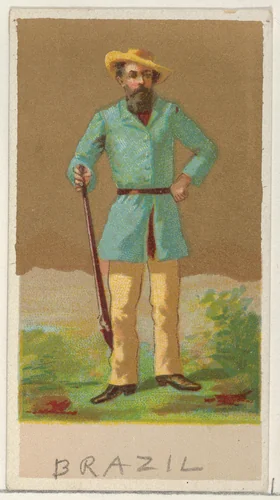 Brazil, from the Natives in Costume series (N16), Teofani Issue, for Allen & Ginter Cigarettes Brands by Allen & Ginter, print, 1886-1900