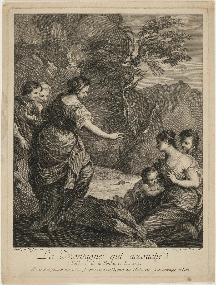 La Montagne qui accouche (The Mountain Giving Birth) by Edme Jeaurat; Etienne Jeaurat, print, 1736