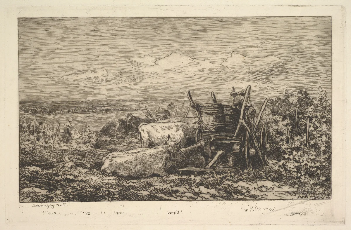 The Harvest (Souvenir of the Morvan) by Charles-François Daubigny, print, 1865
