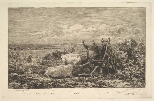 The Harvest (Souvenir of the Morvan) by Charles-François Daubigny, print, 1865