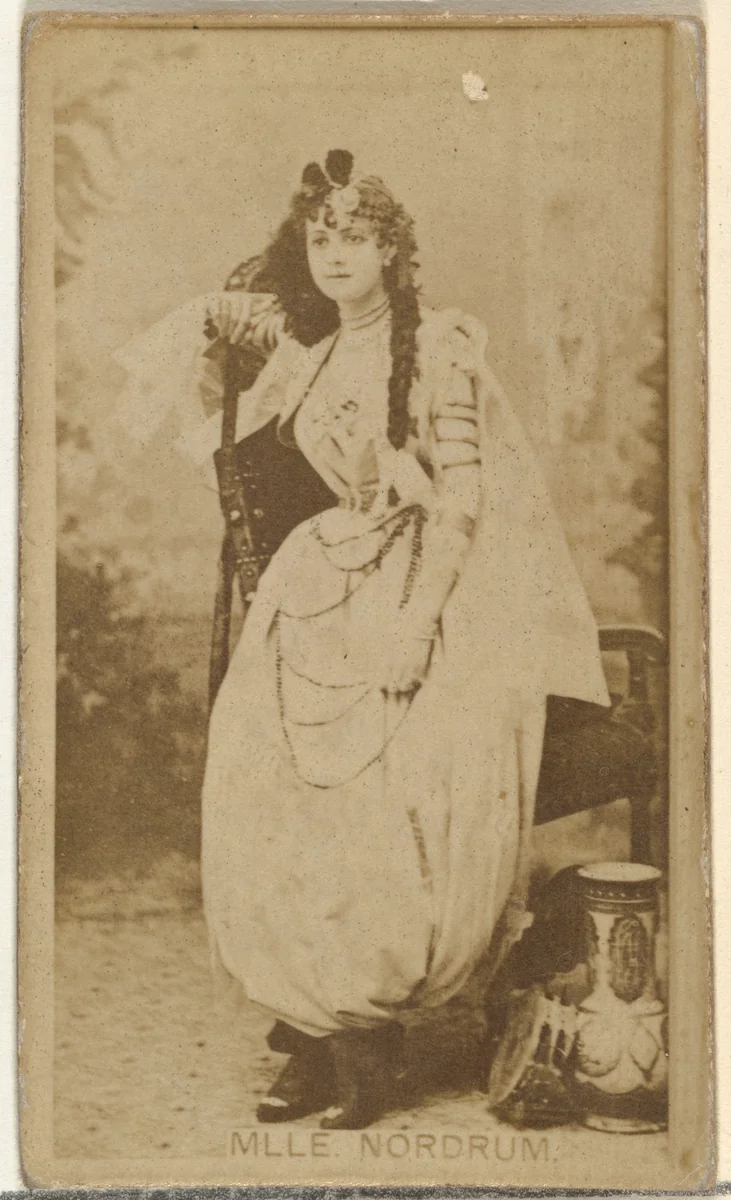 Mlle. Nordrum, from the Actors and Actresses series (N145-8) issued by Duke Sons & Co. to promote Duke Cigarettes by W. Duke, Sons & Co., photograph, 1890-1895