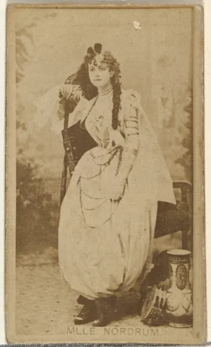 Mlle. Nordrum, from the Actors and Actresses series (N145-8) issued by Duke Sons & Co. to promote Duke Cigarettes by W. Duke, Sons & Co., photograph, 1890-1895
