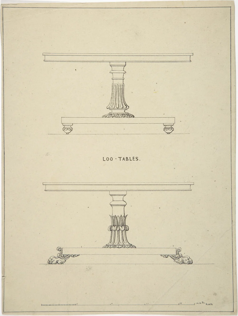 Designs for Loo-Tables by Robert William Hume, drawing, 1835-1900